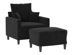 Sillón con reposapiés Terciopelo Negro 60 cm