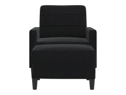 Sillón con reposapiés Terciopelo Negro 60 cm