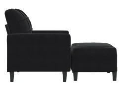Sillón con reposapiés Terciopelo Negro 60 cm