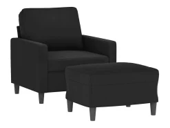 Sillón con reposapiés Terciopelo Negro 60 cm