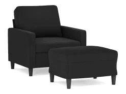 Sillón con reposapiés Terciopelo Negro 60 cm