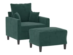 Sillón con reposapiés Verde oscuro 60 cm Terciopelo