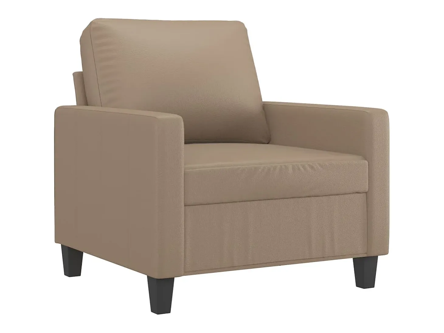 Sillón con taburete cuero sintético color capuchino 60 cm