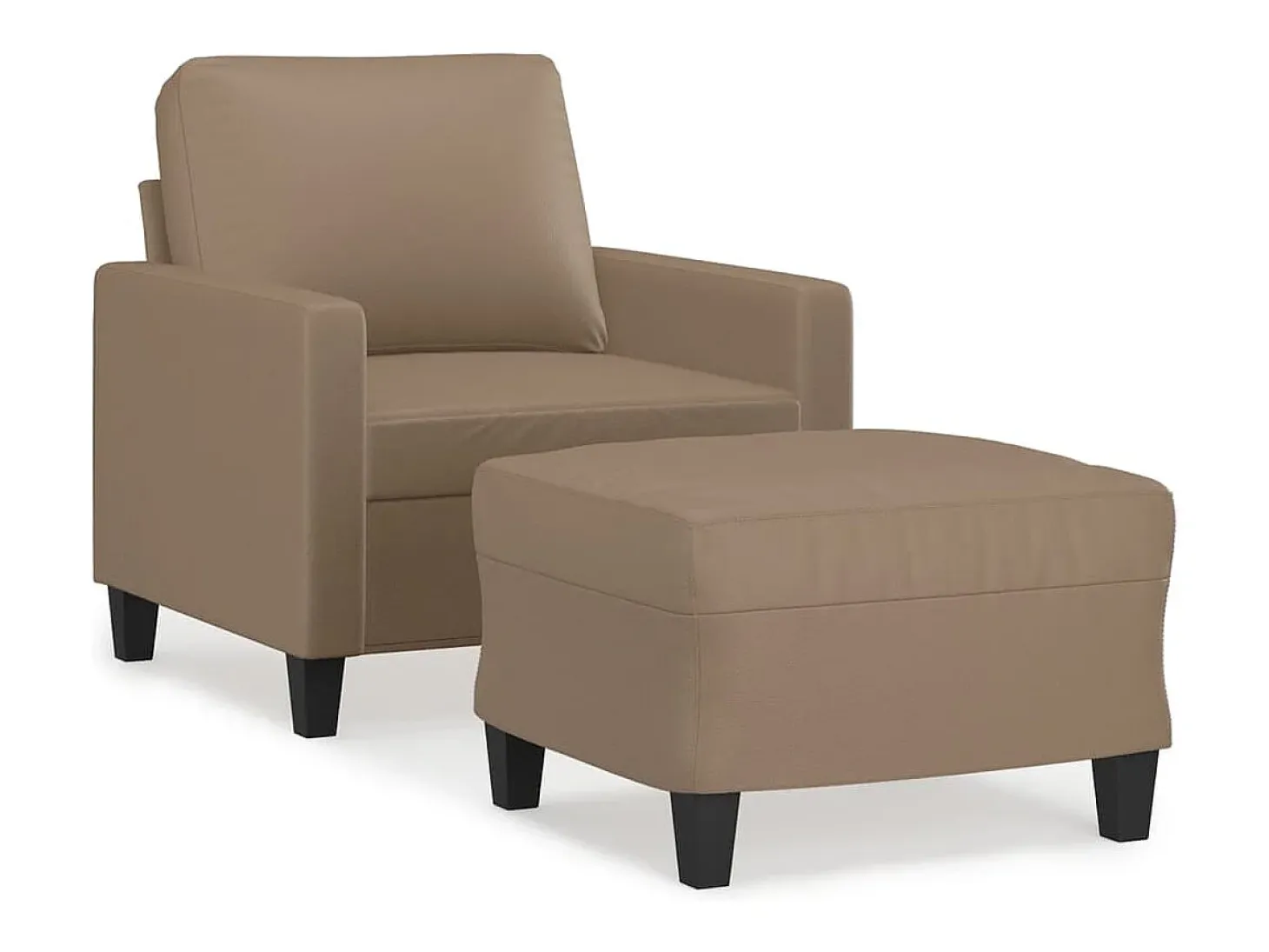 Sillón con taburete cuero sintético color capuchino 60 cm
