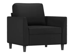 Sillón con taburete cuero sintético negro 60 cm