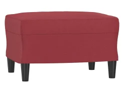 Sillón con taburete cuero sintético rojo tinto 60 cm