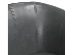 Sillón con taburete cuero sintético gris
