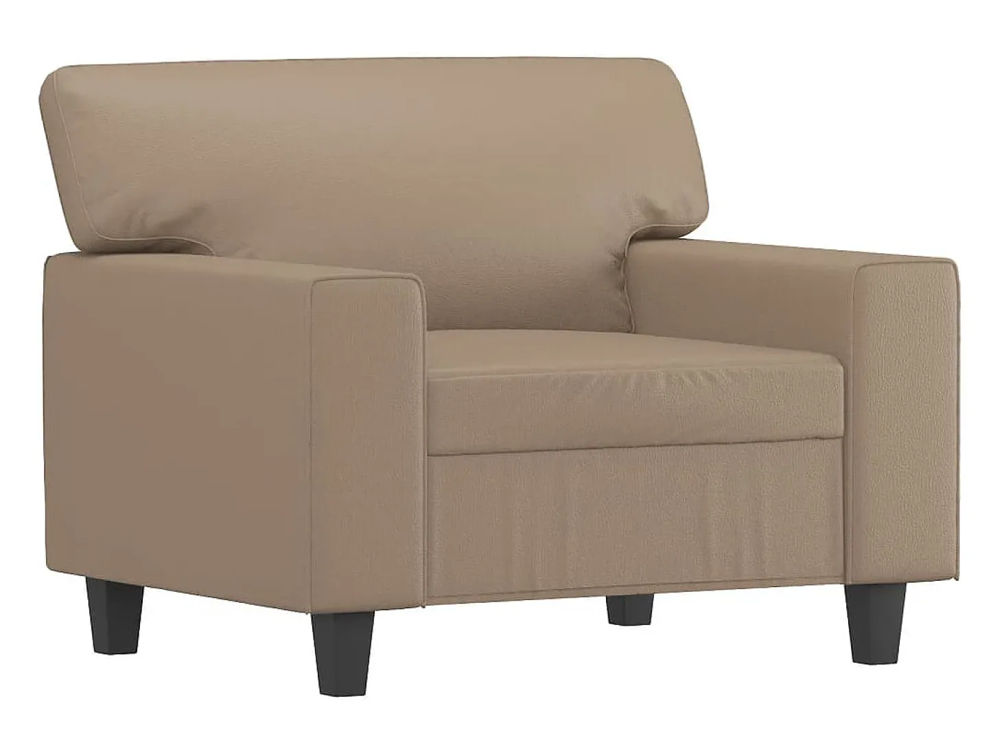 Sillón con taburete cuero sintético color capuchino 60 cm