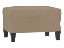 Sillón con taburete cuero sintético color capuchino 60 cm