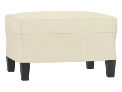 Sillón con taburete cuero sintético color crema 60 cm