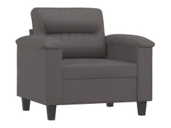 Sillón con taburete cuero sintético gris 60 cm