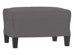 Sillón con taburete cuero sintético gris 60 cm