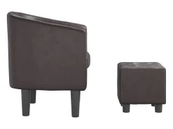 Sillón con taburete cuero sintético marrón