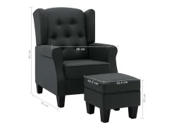 Sillón con taburete reposapiés tela gris oscuro