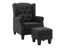 Sillón con taburete reposapiés tela gris oscuro