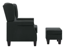 Sillón con taburete reposapiés tela gris oscuro