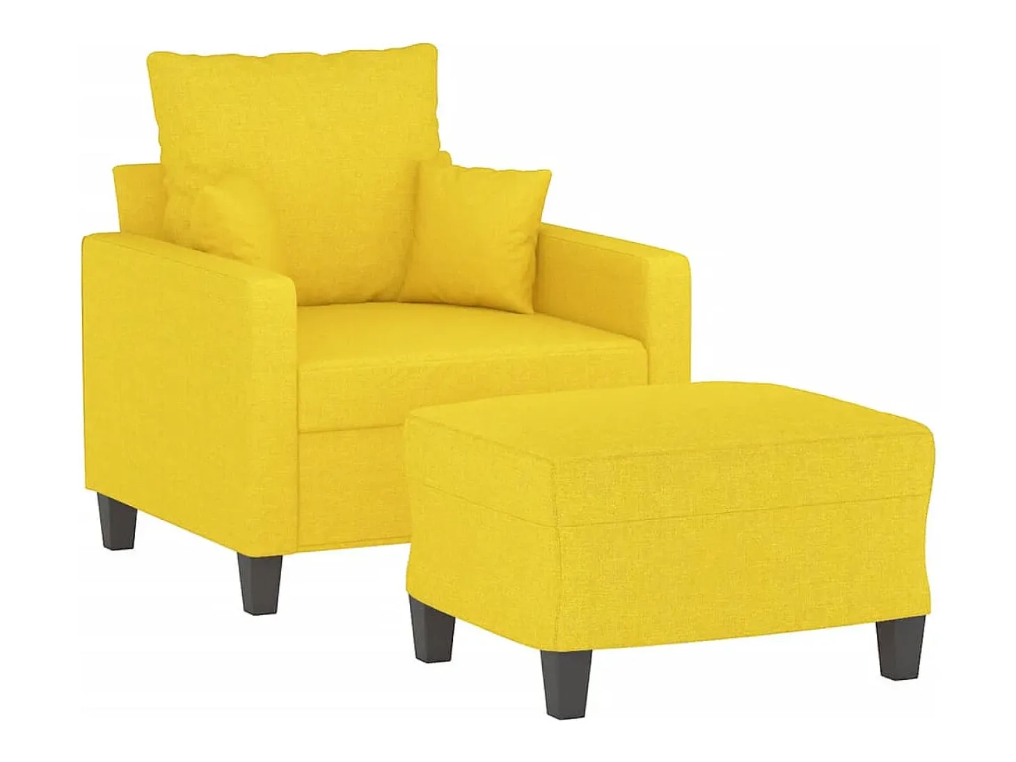 Sillón con taburete tela amarillo claro 60 cm