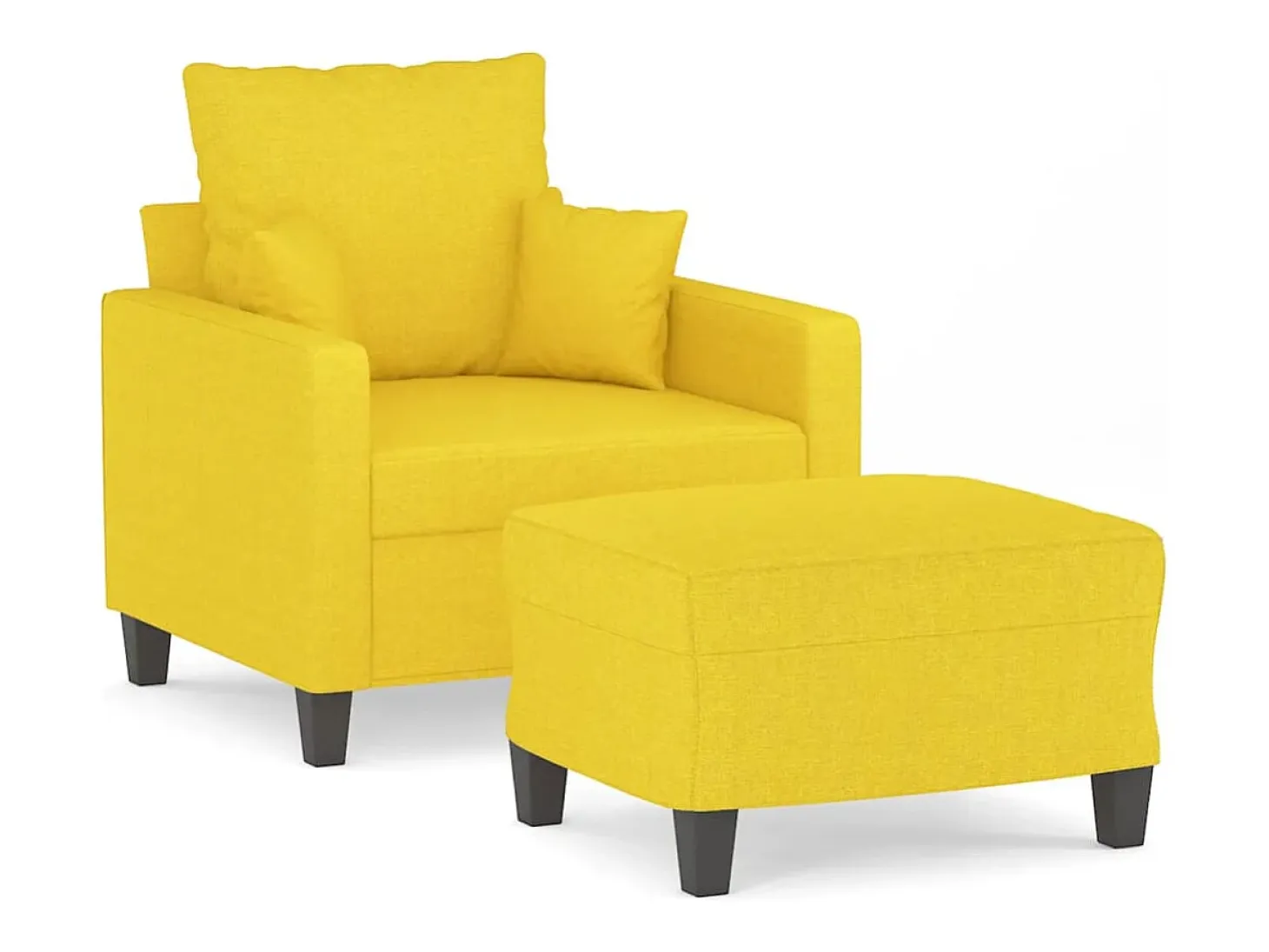 Sillón con taburete tela amarillo claro 60 cm