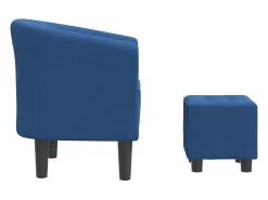 Sillón con taburete tela azul