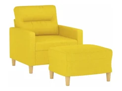 Sillón con taburete tela amarillo claro 60 cm
