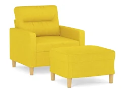 Sillón con taburete tela amarillo claro 60 cm