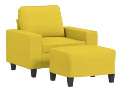 Sillón con taburete tela amarillo claro 60 cm