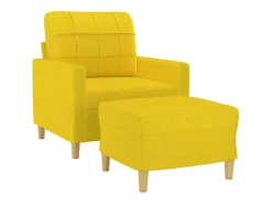 Sillón con taburete tela amarillo claro 60 cm
