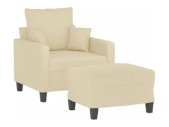 Sillón con taburete tela crema 60 cm