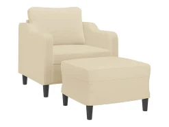 Sillón con taburete tela crema 60 cm