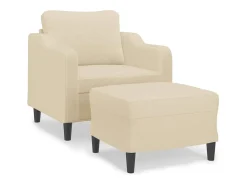 Sillón con taburete tela crema 60 cm