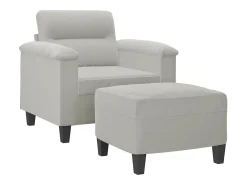 Sillón con taburete tela de microfibra gris claro 60 cm