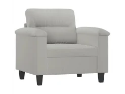 Sillón con taburete tela de microfibra gris claro 60 cm
