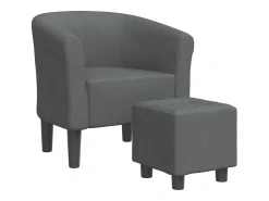 Sillón con taburete tela gris oscuro