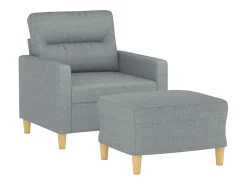 Sillón con taburete tela gris claro 60 cm