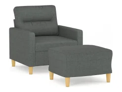 Sillón con taburete tela gris oscuro 60 cm
