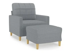 Sillón con taburete tela gris claro 60 cm