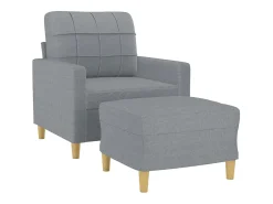 Sillón con taburete tela gris claro 60 cm