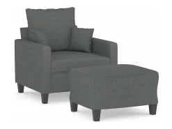 Sillón con taburete tela gris oscuro 60 cm