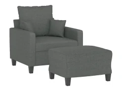 Sillón con taburete tela gris oscuro 60 cm
