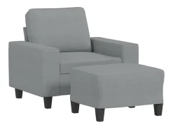 Sillón con taburete tela gris claro 60 cm