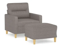Sillón con taburete tela gris taupe 60 cm