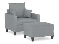 Sillón con taburete tela gris claro 60 cm