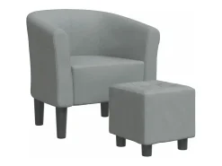 Sillón con taburete tela gris claro