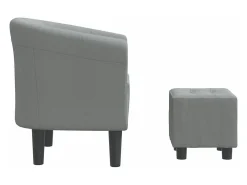 Sillón con taburete tela gris claro