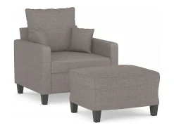 Sillón con taburete tela gris taupe 60 cm