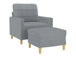 Sillón con taburete tela gris claro 60 cm ES93070