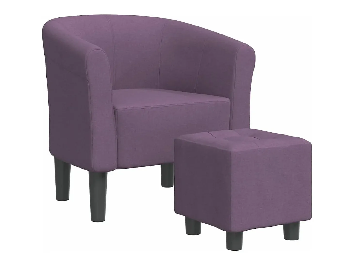 Sillón con taburete tela morado