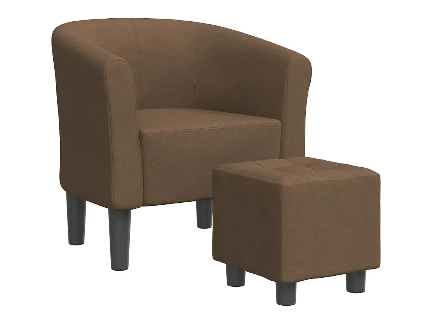 Sillón con taburete tela marrón