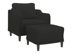Sillón con taburete tela negro 60 cm