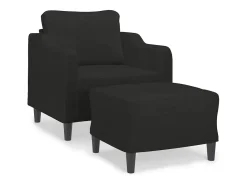 Sillón con taburete tela negro 60 cm